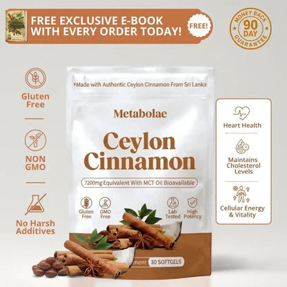 Canela de Ceilán Equivalente a 7200 mg con Aceite MCT
