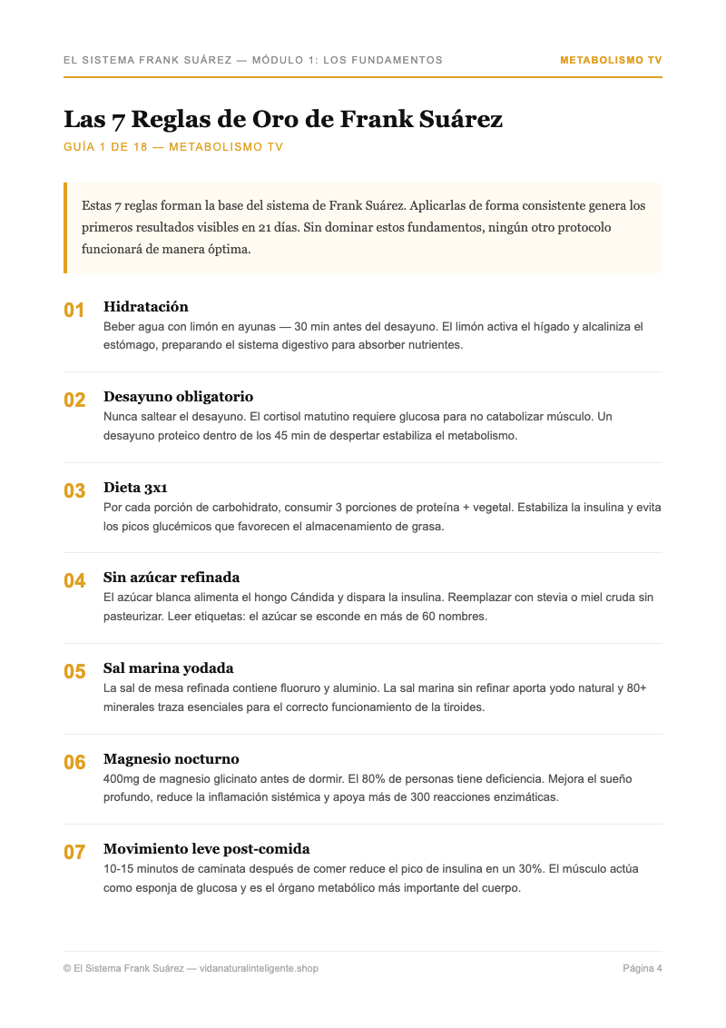 Las 7 Reglas de Oro de Frank Suárez — página interior